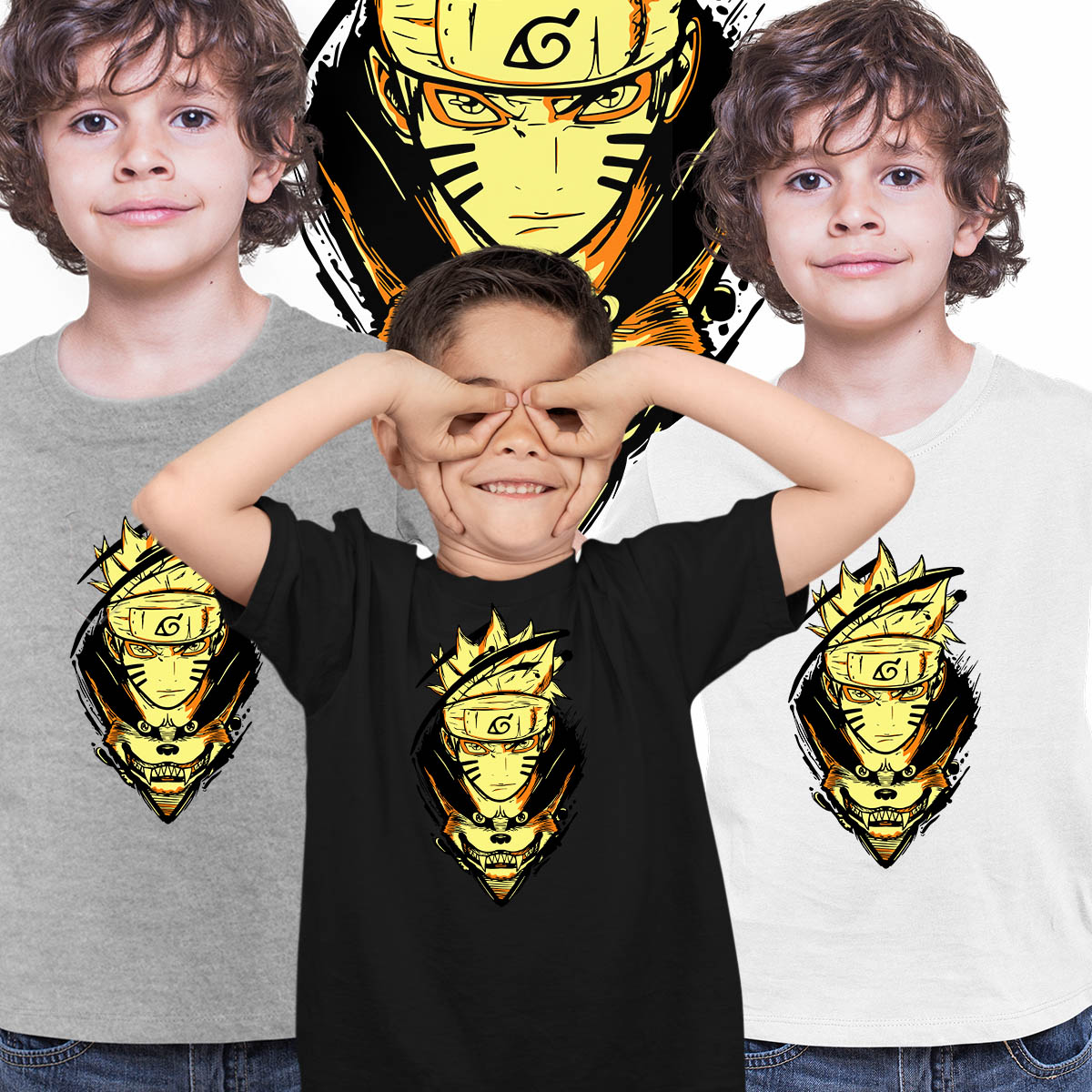 Naruto And Kurama The Nine-Tailed Demon Fox Anime Manga T-shirt for Kids