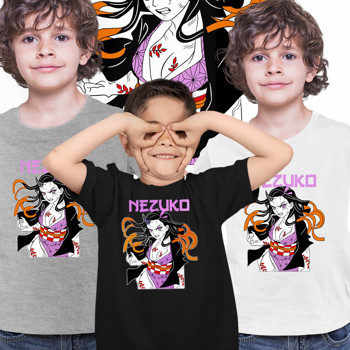 Nezuko Kamado Kimetsu No Yaiba Demon Slayer Gift Anime Manga T-shirt for Kids
