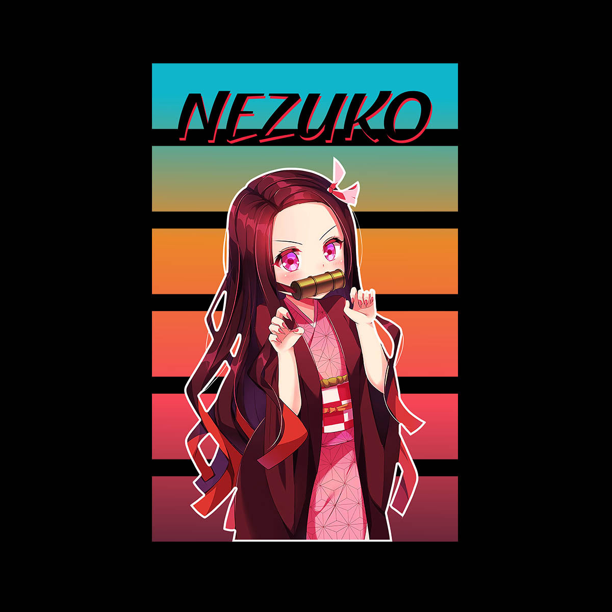 Nezuko Kimetsu No Yaiba Demon Slayer Vintage Anime T-shirt for Kids