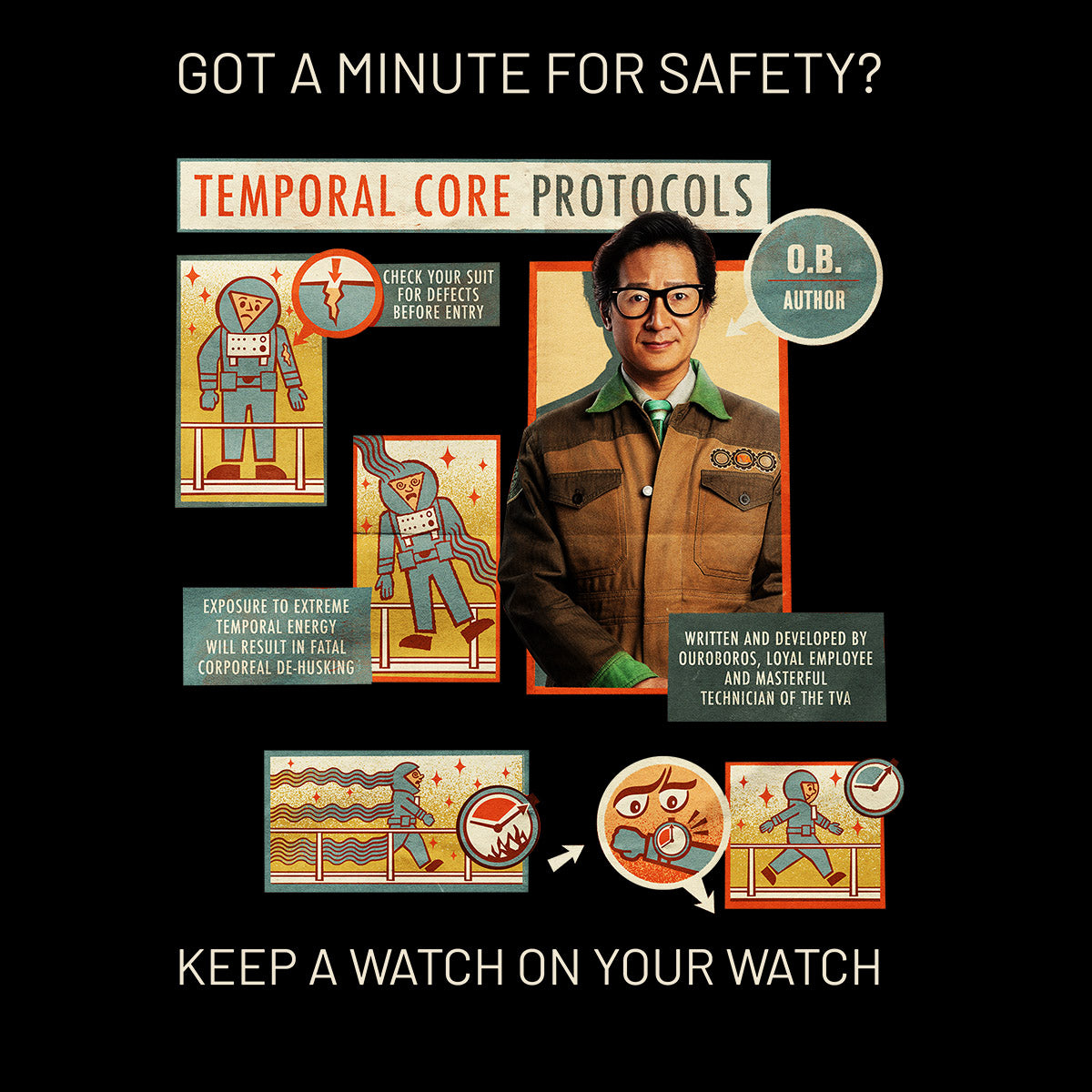 OB Loki 2 Ouroboros TVA agent and technician  Black T-shirt