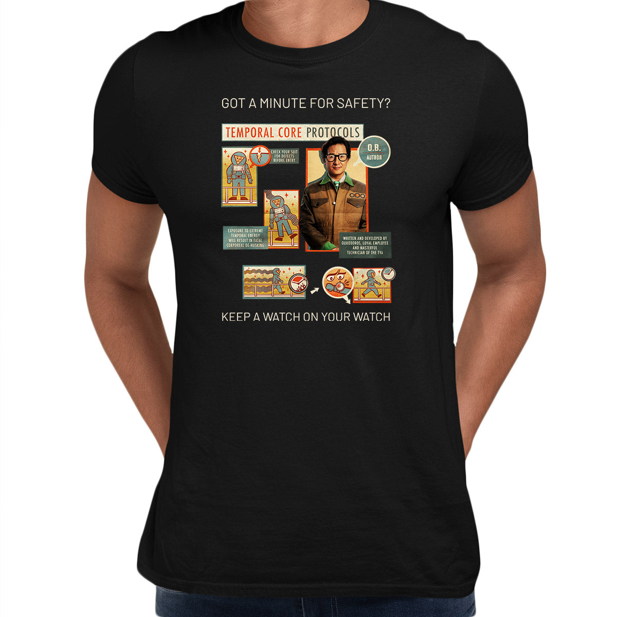 OB Loki 2 Ouroboros TVA agent and technician Safety protocole Black Adult T-Shirt
