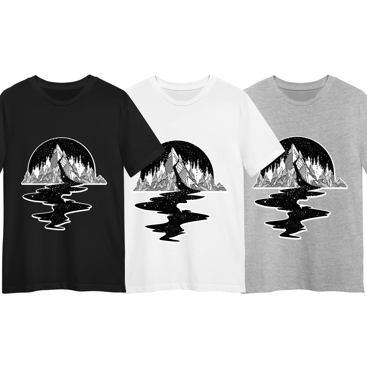 Old Skool River Full Of Stars Hipster Minimal and Abstract T-Shirt for Male & Female