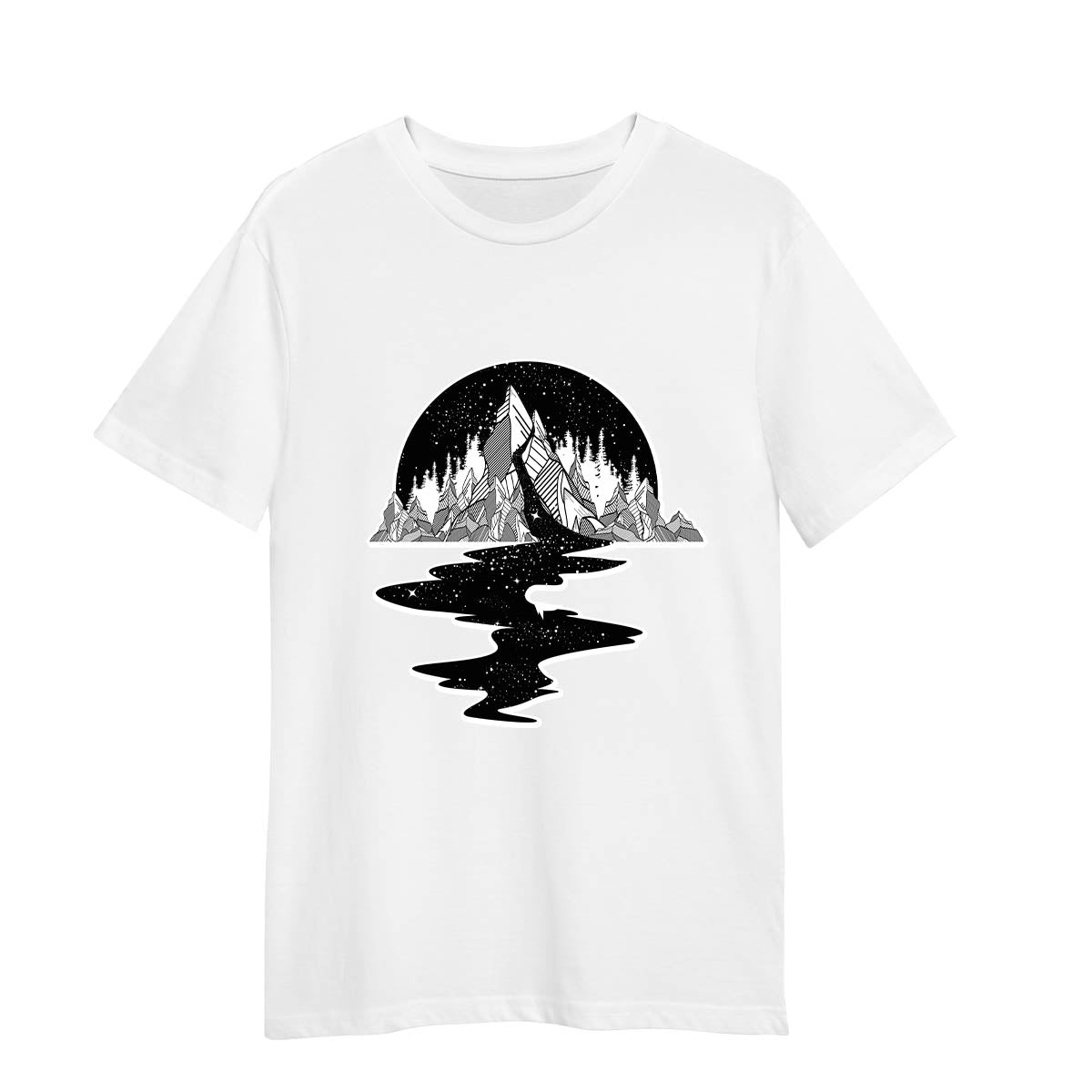 Old Skool River Full Of Stars Hipster Minimal and Abstract T-Shirt for Male & Female