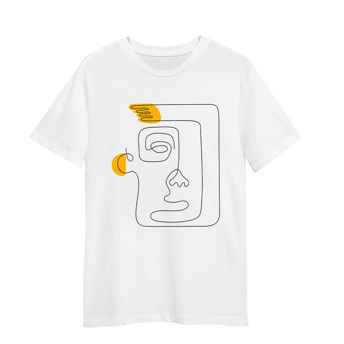One Line Drawing Face T-Shirt Minimalist Abstract Art Graphic Tee, Unisex Design One