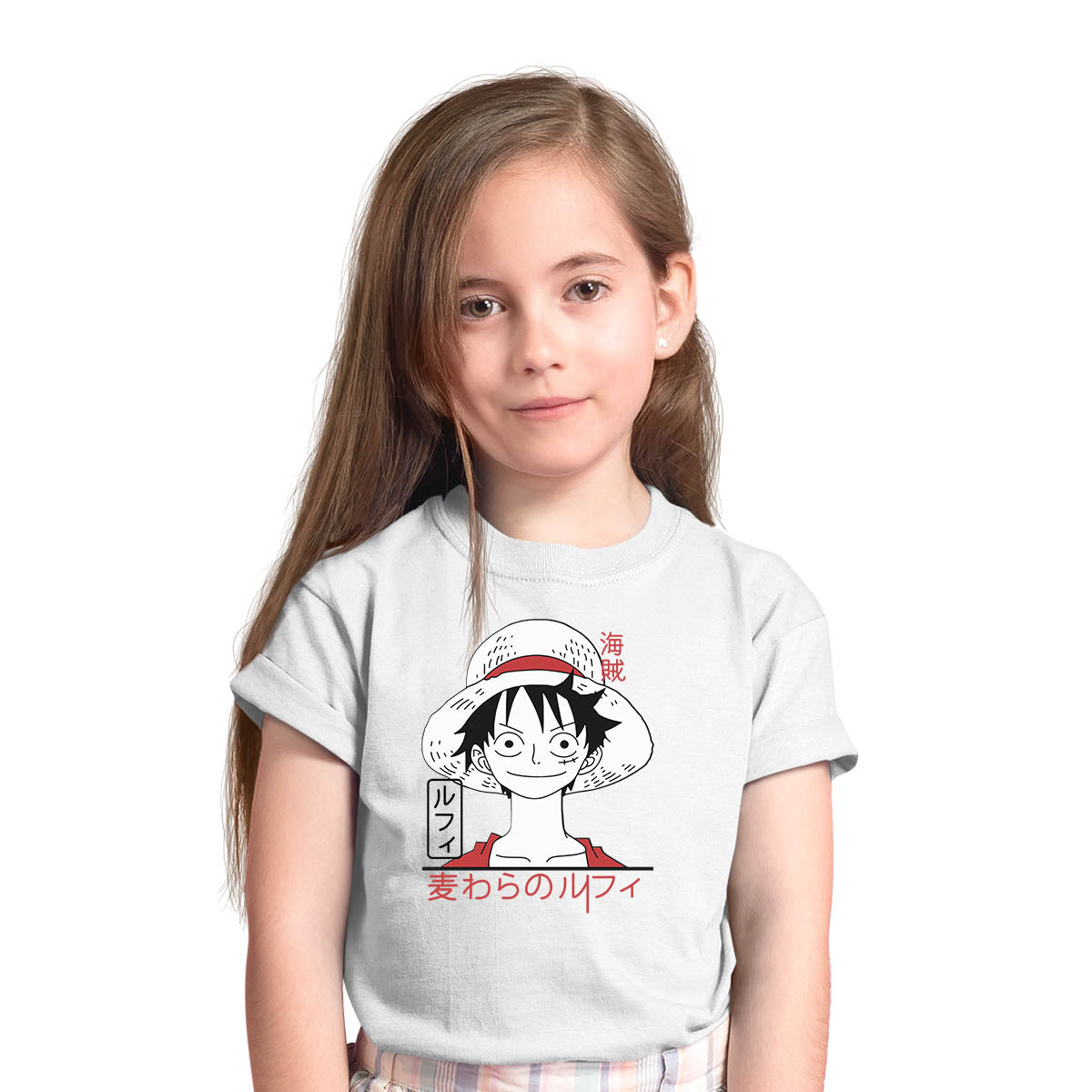 One Piece Monkey D Luffy Japanese Anime Manga White T-shirt for Kids