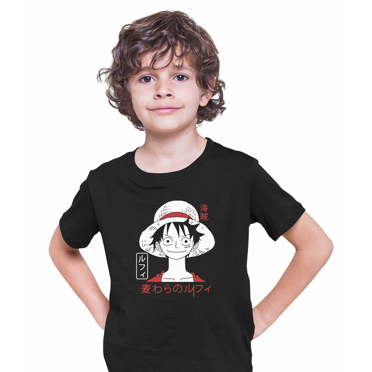 One Piece Monkey D Luffy Japanese Anime Manga Black T-shirt for Kids