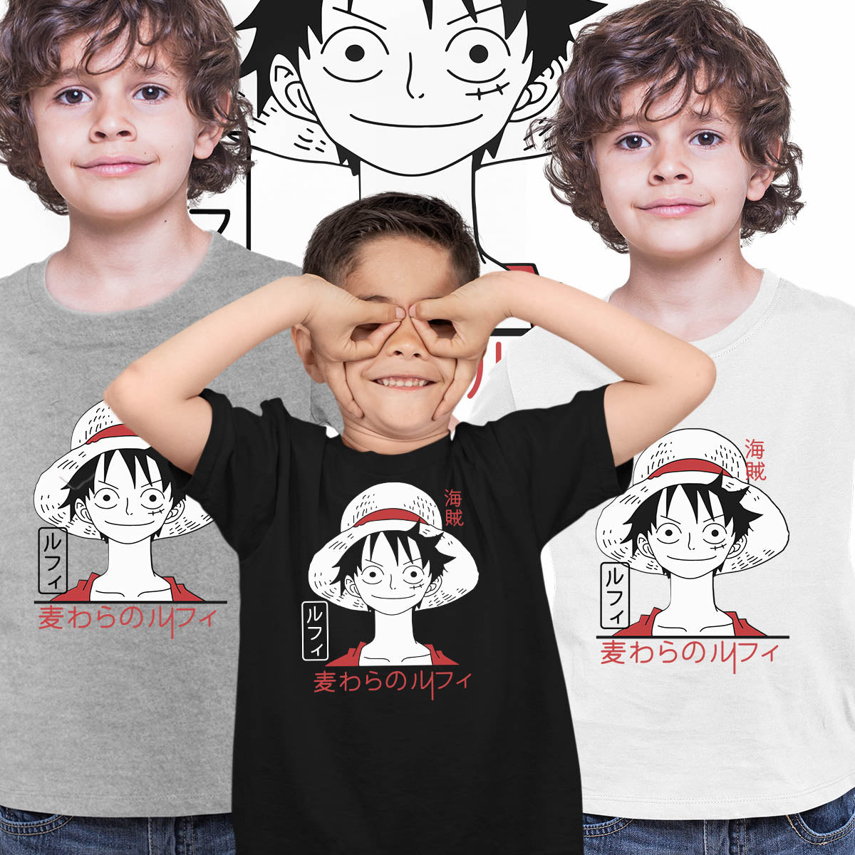 One Piece Monkey D Luffy Japanese Anime Manga  T-shirt for Kids