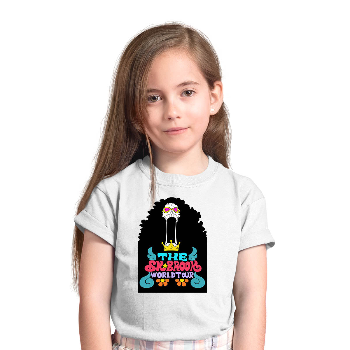 One Piece Soul King Brook The Sk Brook World Tour Anime Manga White T-shirt for Kids