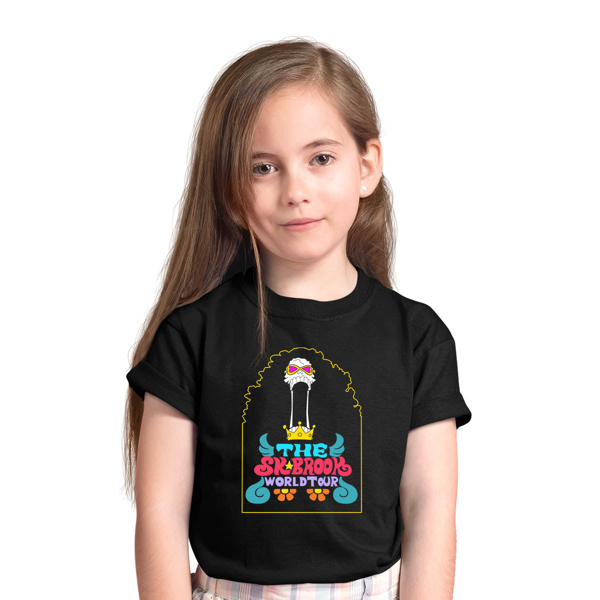 One Piece Soul King Brook The Sk Brook World Tour Anime Manga Black T-shirt for Kids