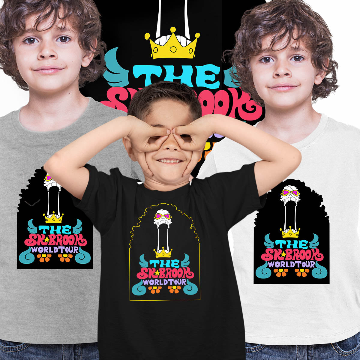 One Piece Soul King Brook The Sk Brook World Tour Anime Manga  T-shirt for Kids