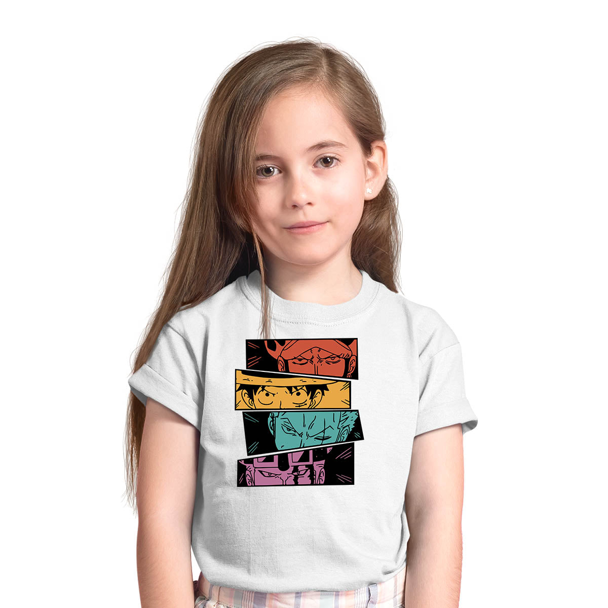One Piece Straw Hat Pirates Monkey Luffy Zoro One Piece Anime Manga White T-shirt for Kids