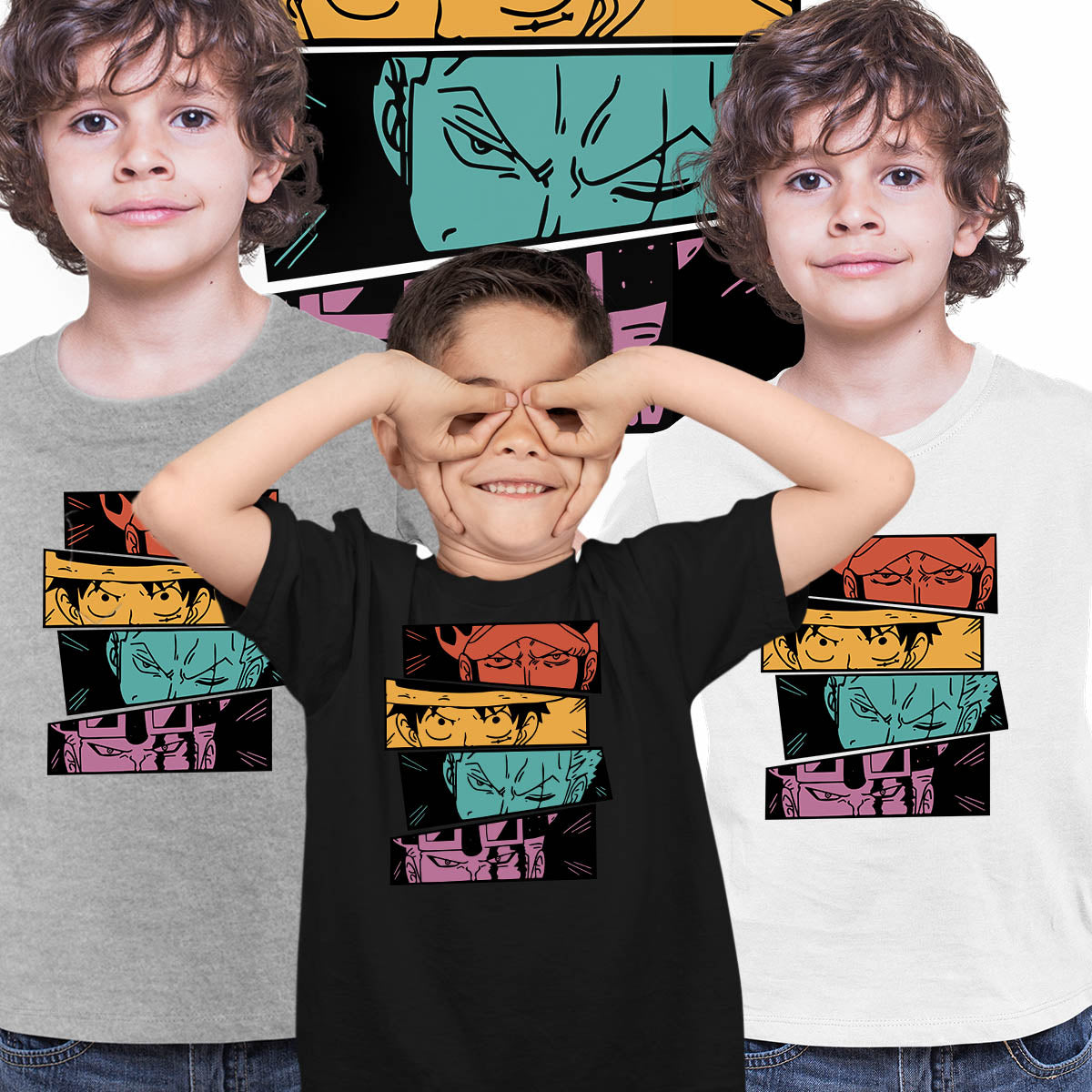 One Piece Straw Hat Pirates Monkey Luffy Zoro One Piece Anime Manga  T-shirt for Kids