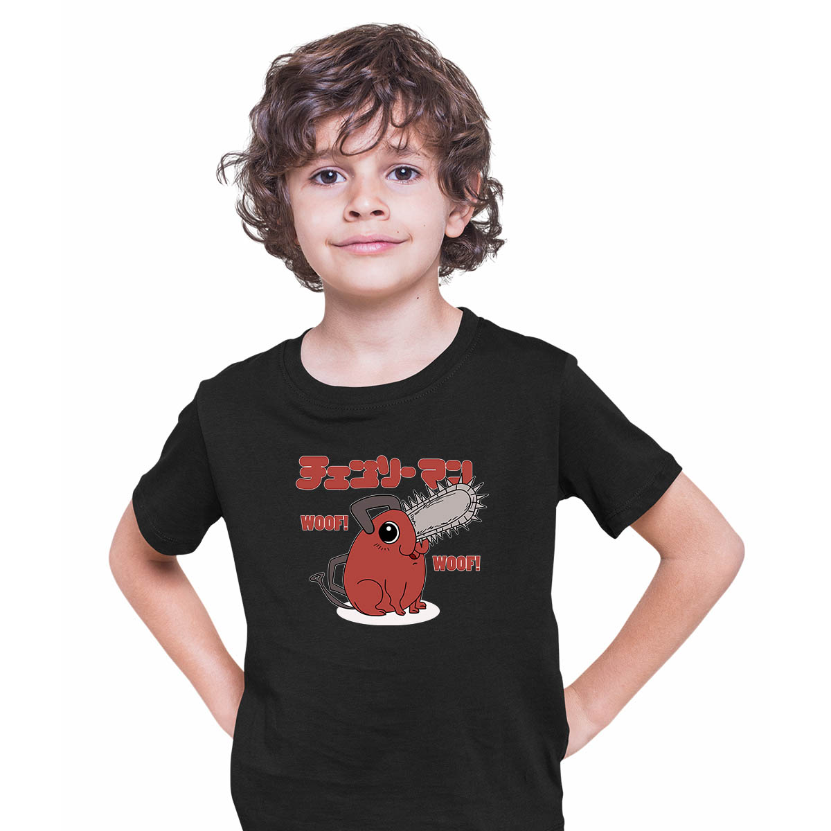 Cute Pochita Woof Woof Chainsaw Man Anime Manga T-shirt for Kids