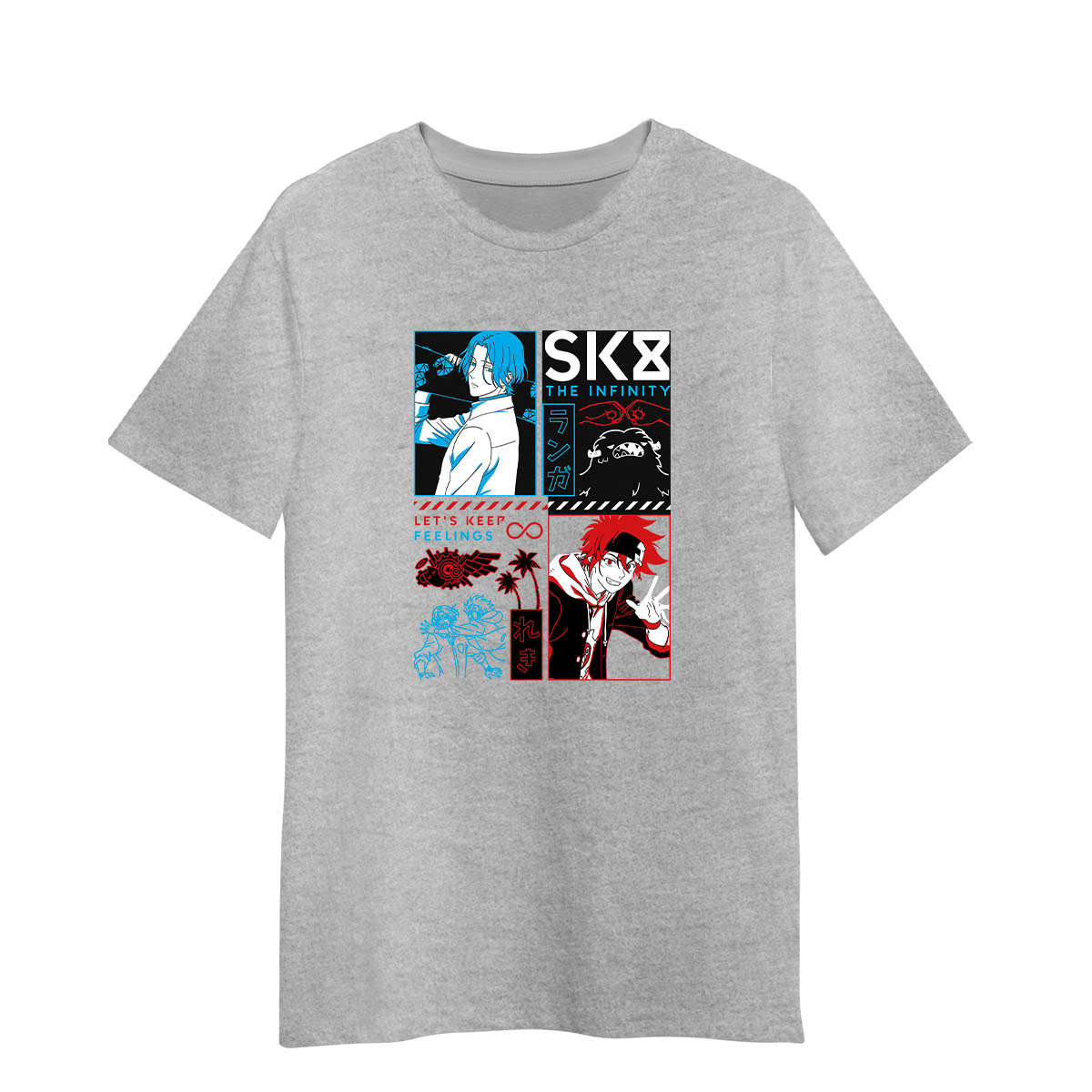 SK8 The Infinity Let's Keep Feelings Japanese Anime Manga Adult Unisex Grey T-shirt
