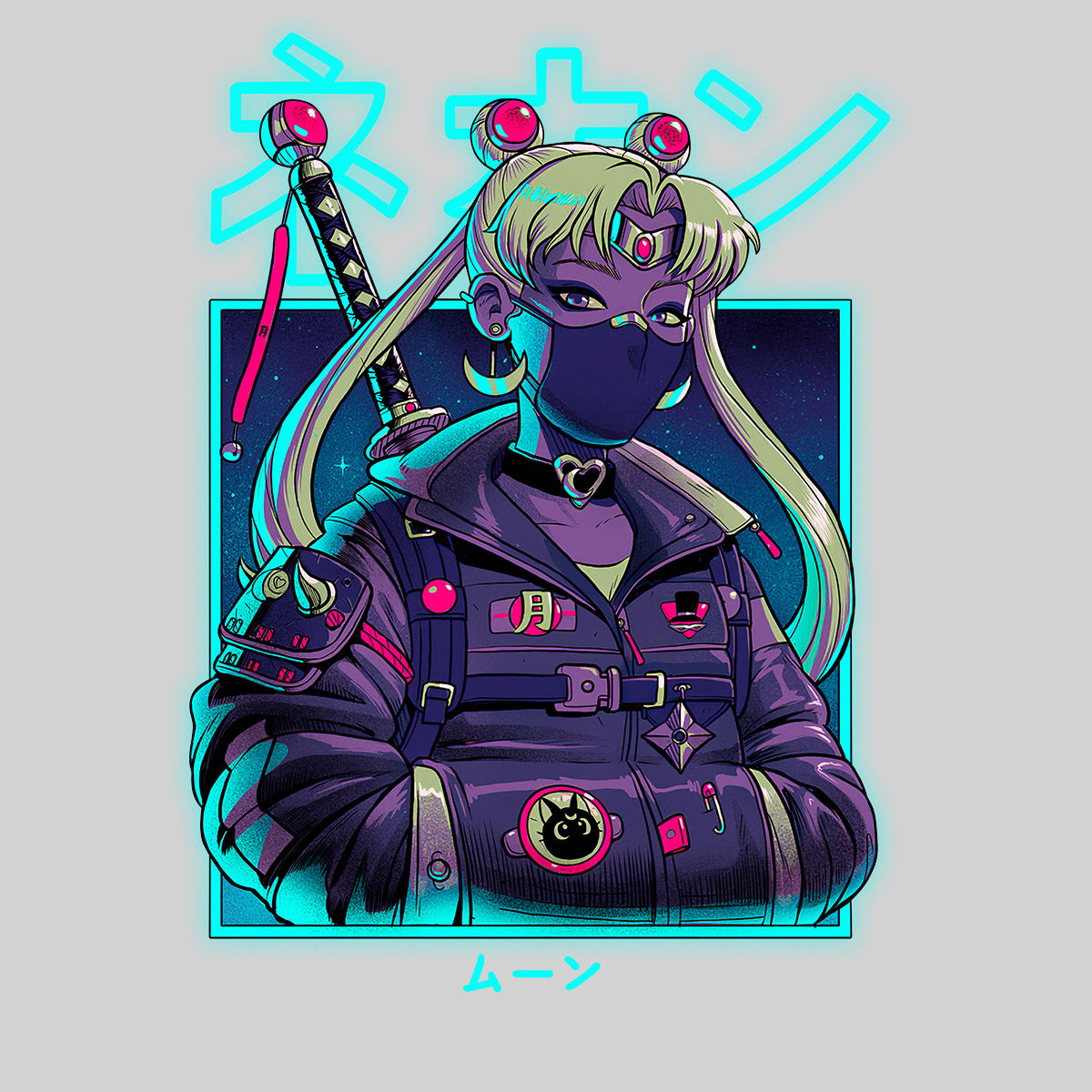 Sailor Moon Neon Moon Japanese Manga Anime Graphic Art Gift Adult Unisex T-shirt
