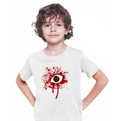Sasuke Uchiha Eyes Blood Naruto Japanese Anime Manga White T-shirt for Kids