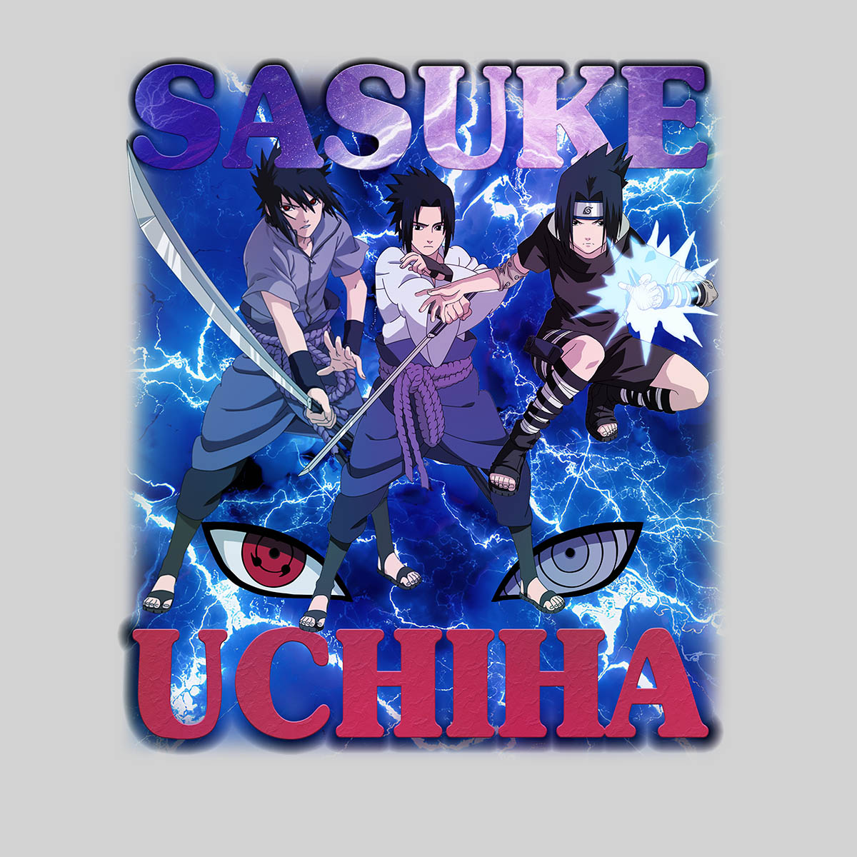 Naruto Shippuden Sasuke Uchiha Graphic Art Naruto Anime Manga White T-shirt for Kids