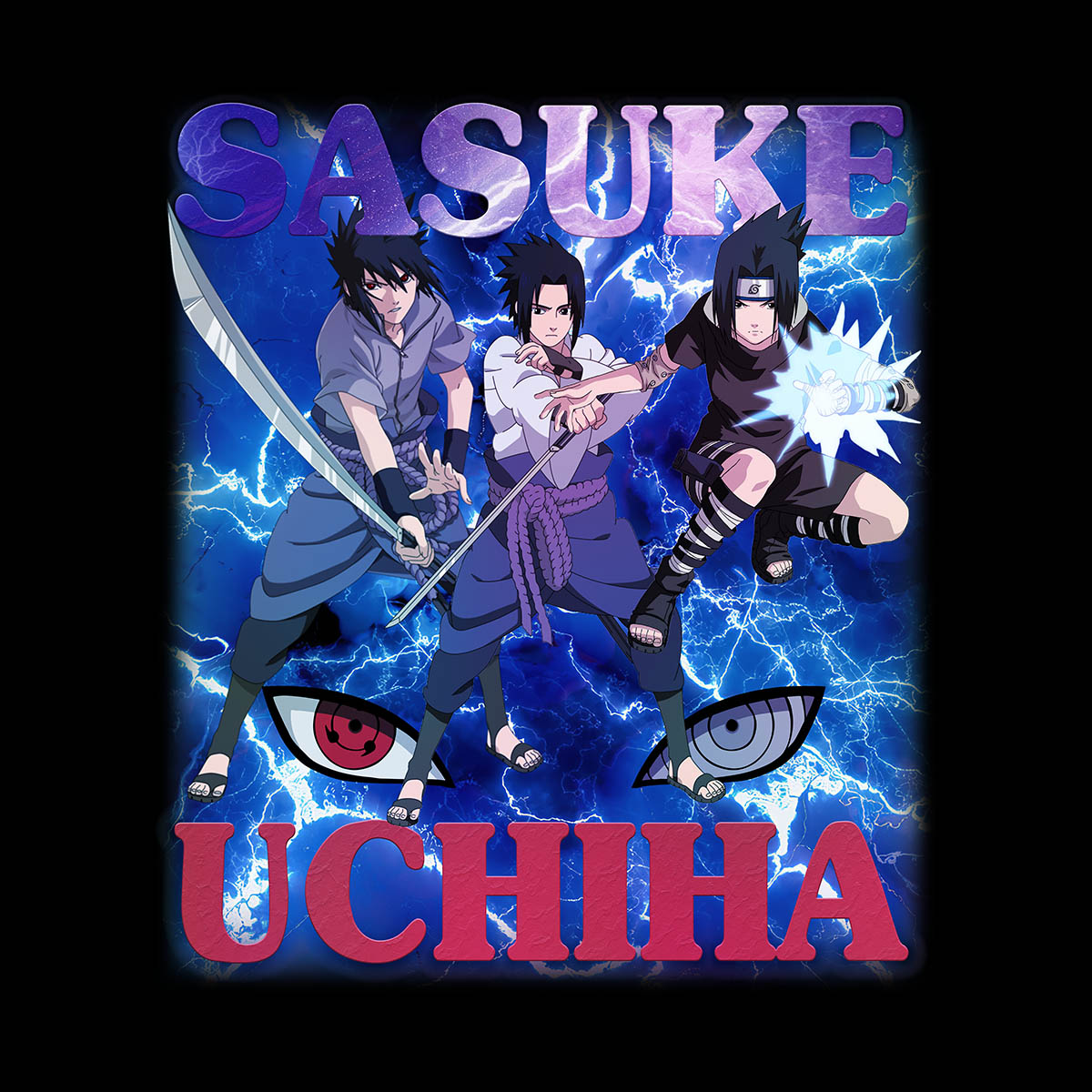 Naruto Shippuden Sasuke Uchiha Graphic Art Naruto Anime Manga White T-shirt for Kids