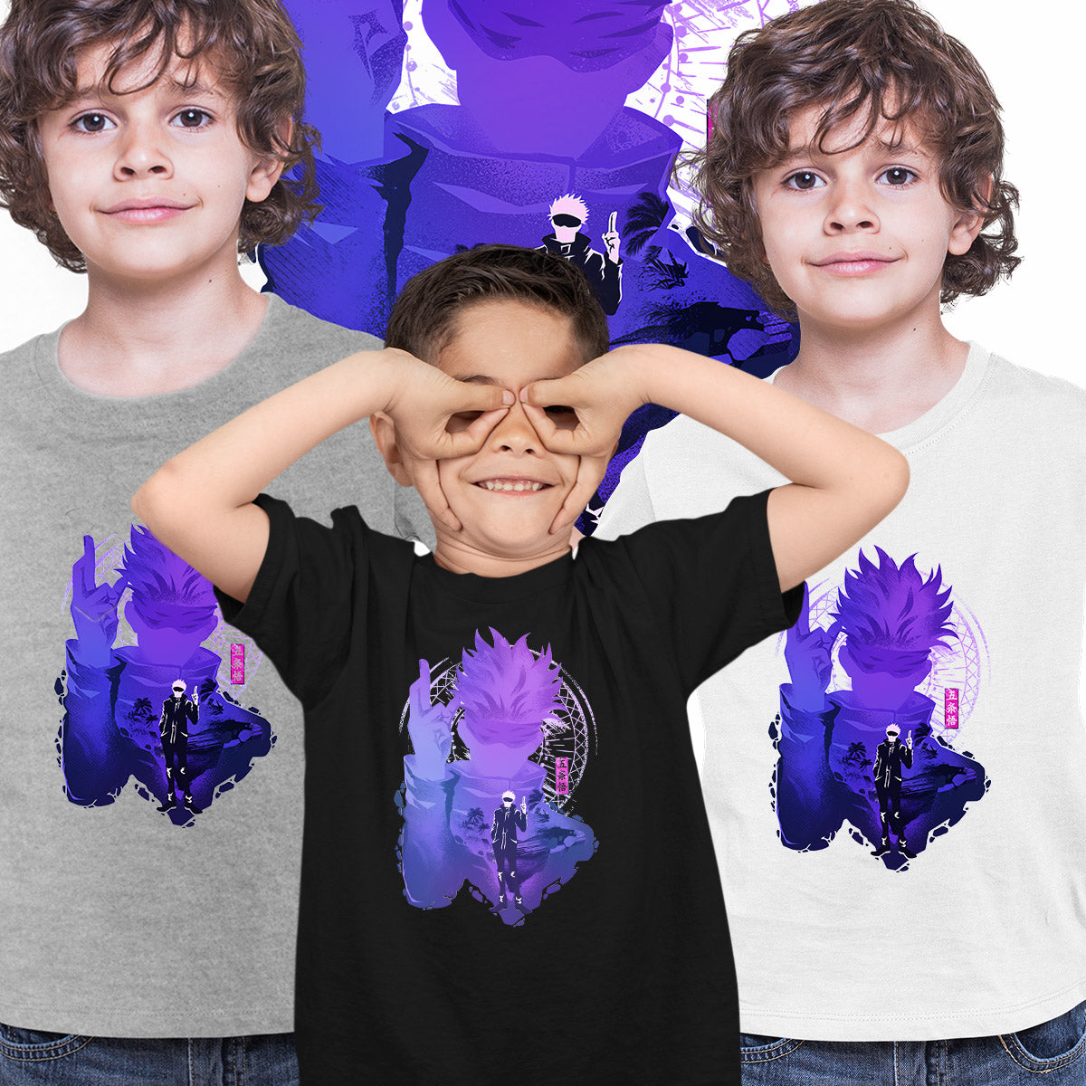 Satoru Gojo Graphic Art Jujutsu Kaisen Anime Manga T-shirt for Kids