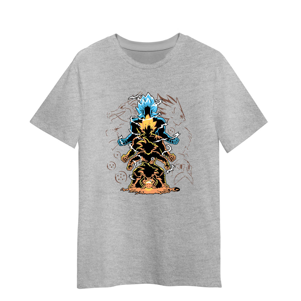 Son Goku Graphic Art Dragon Ball Z Japanese Anime Manga Adult Unisex Grey T-shirt