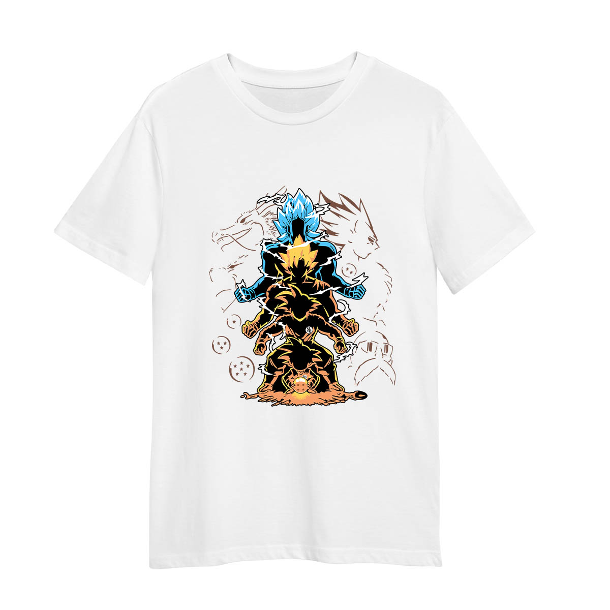 Son Goku Graphic Art Dragon Ball Z Japanese Anime Manga Adult Unisex White T-shirt