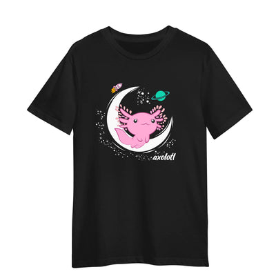 Space Axolotl Kawaii Pastel Goth Japan Anime Comic Adult Unisex Black T-shirt