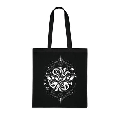Surreal Moth Faces and Planets Tote Bag