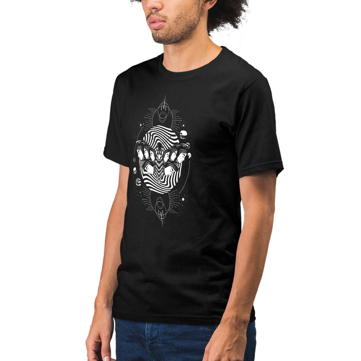 Surreal Moth Faces and Planets Unisex T-shirt