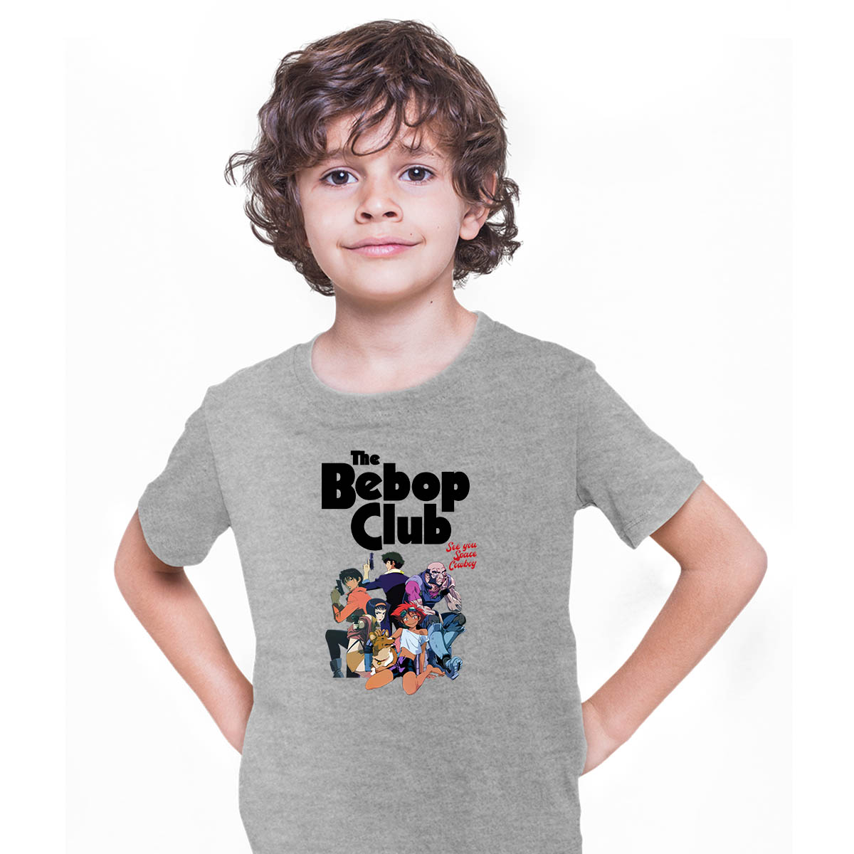 The Bebop Club Cowboy Bebop  Cowboy Bebop Manga Anime Grey T-shirt for Kids