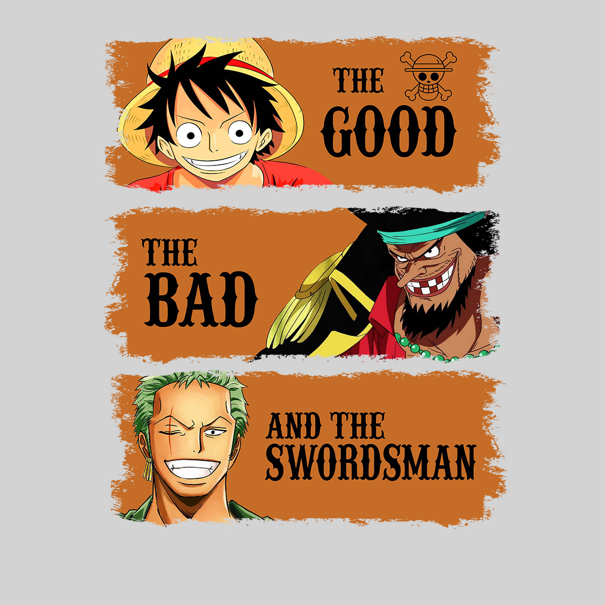 The Good The Bad And The Swordsman Roronoa Zoro Luffy Marshall D. Teach One Piece Manga Anime T-shirt for Kids