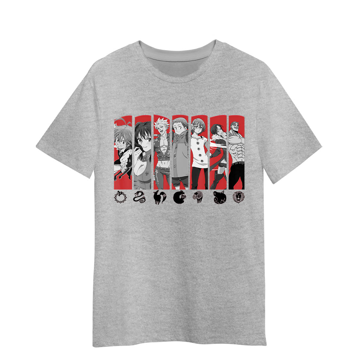 The Seven Deadly Sins Japanese Anime Manga Gift Adult Unisex Grey T-shirt