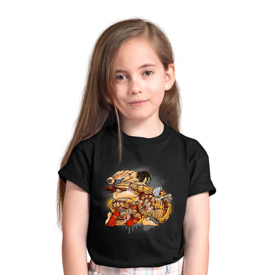 Titan Punch AOT Attack on Titan  Japanese Anime Manga Black T-shirt for Kids