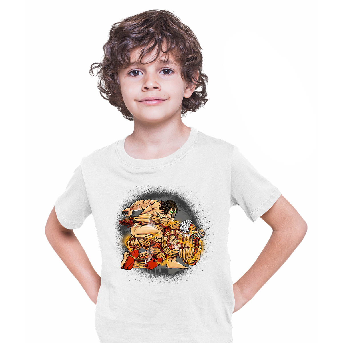 Titan Punch AOT Attack on Titan  Japanese Anime Manga White T-shirt for Kids