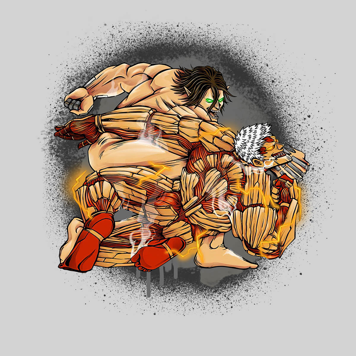 Titan Punch AOT Attack on Titan  Japanese Anime Manga T-shirt for Kids