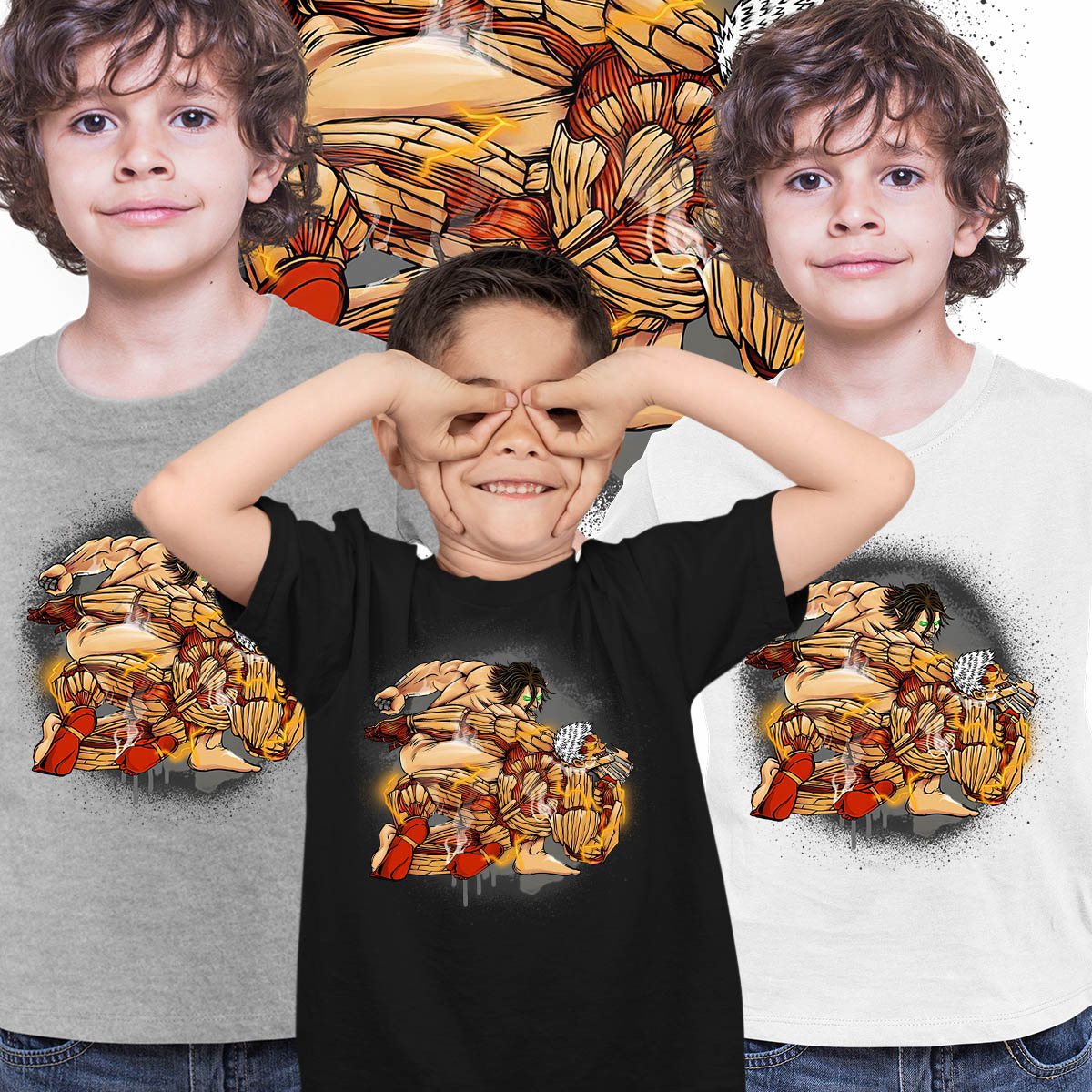 Titan Punch AOT Attack on Titan  Japanese Anime Manga T-shirt for Kids
