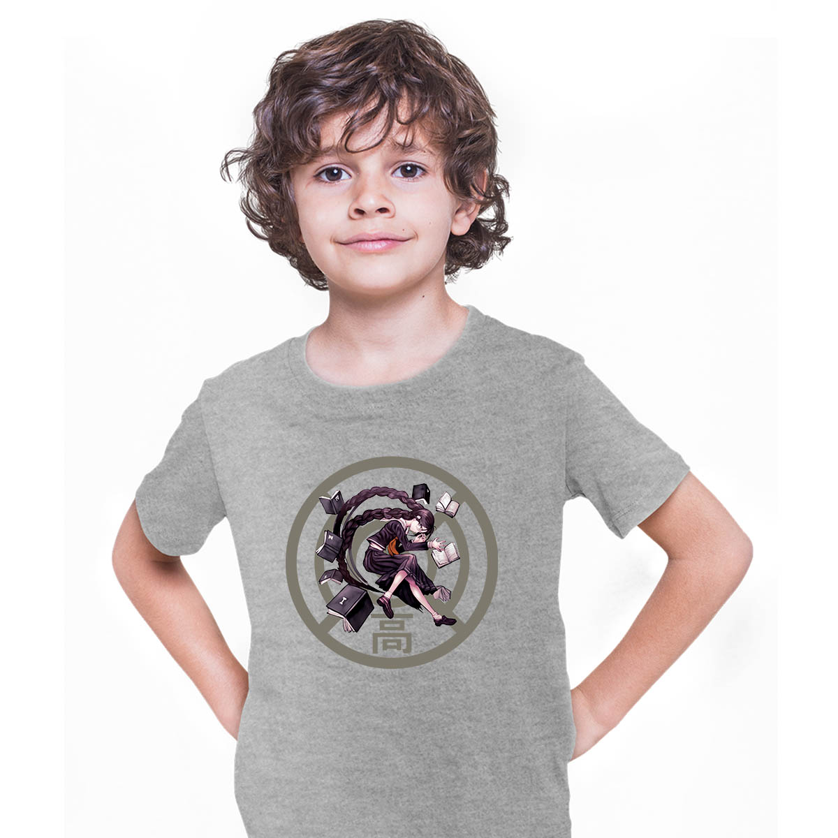 Toko Fukawa Danganronpa DANGANRONPA Manga Anime Grey T-shirt for Kids