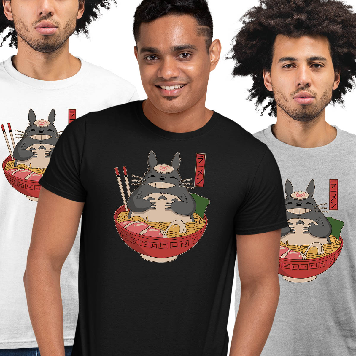 Totoro In The Ramen Bowl Cartoon Anime My Neighbor Totoro Adult Unisex T-shirt