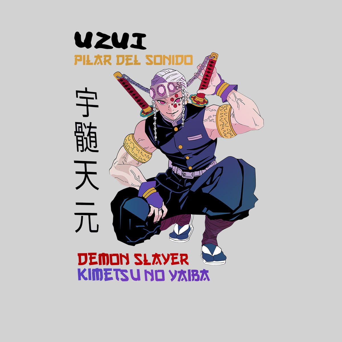 Uzui Pilar Del Sonido Demon Slayer Kimetsu No Yaiba Anime Adult Unisex T-shirt