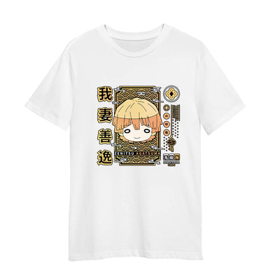 Zenitsu Agatsuma Demon Slayer Corps Adult Unisex White T-shirt