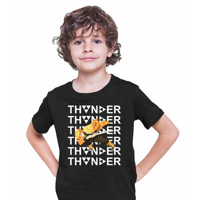 Zenitsu Agatsuma Thunder Demon Slayer Kimetsu No Yaiba Anime Manga Black T-shirt for Kids