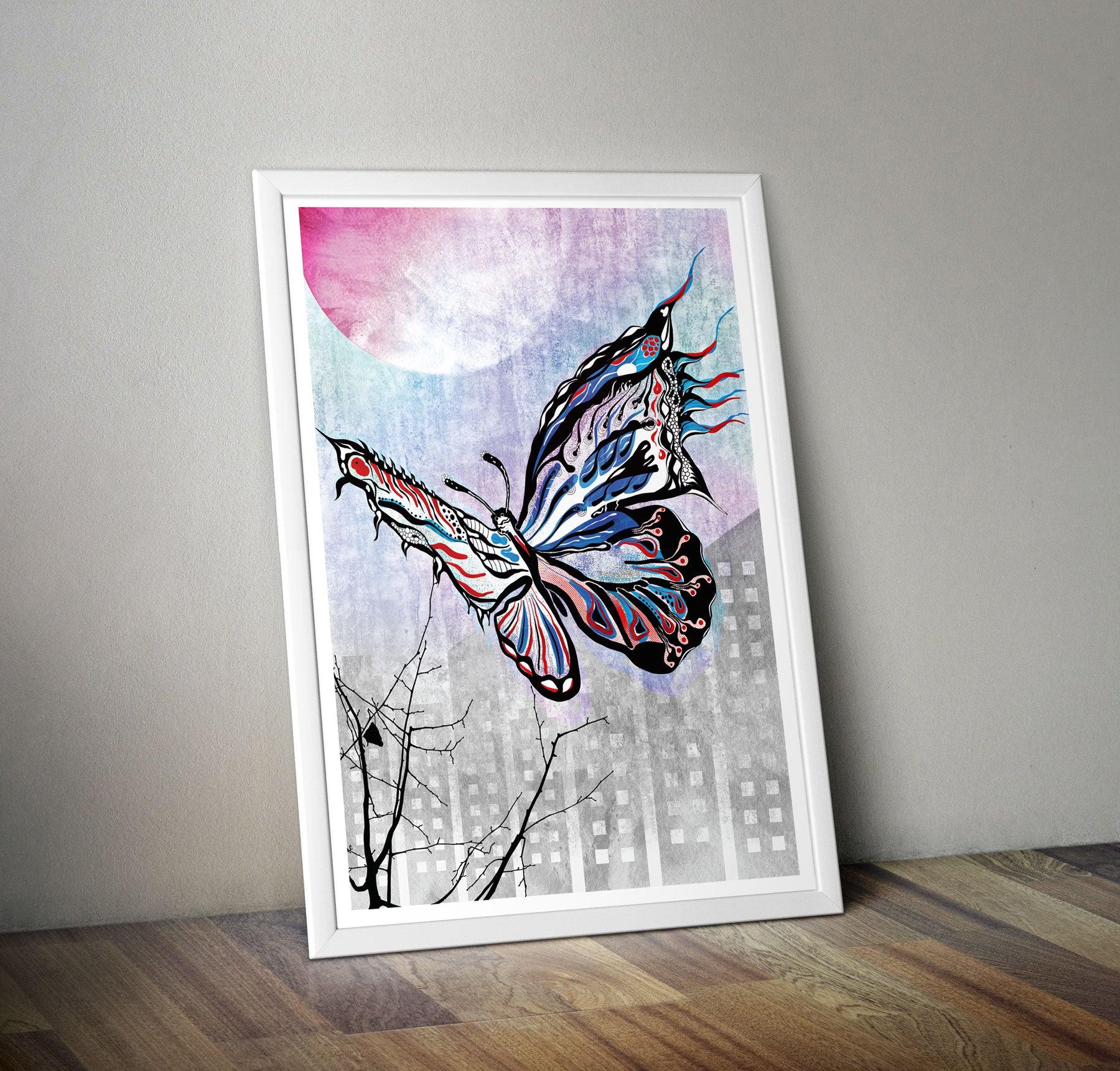 A2 Butterfly Wall Art Print Home Kitchen Living Room Unframed Unique Poster - Kuzi Tees