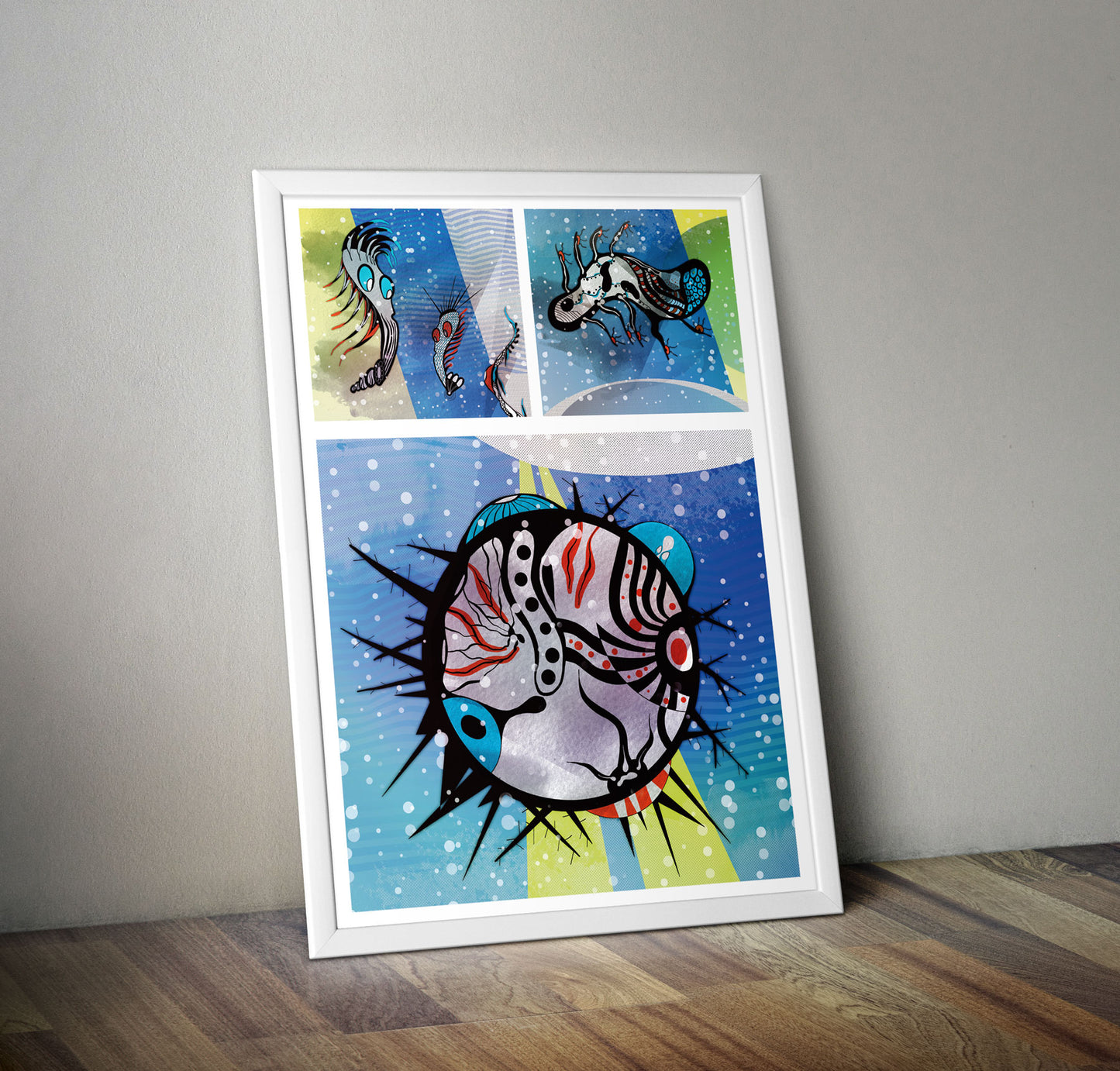 Underwater Creatures Wall Big A2 Art Print Kitchen Living Room Unframed Unique - Kuzi Tees