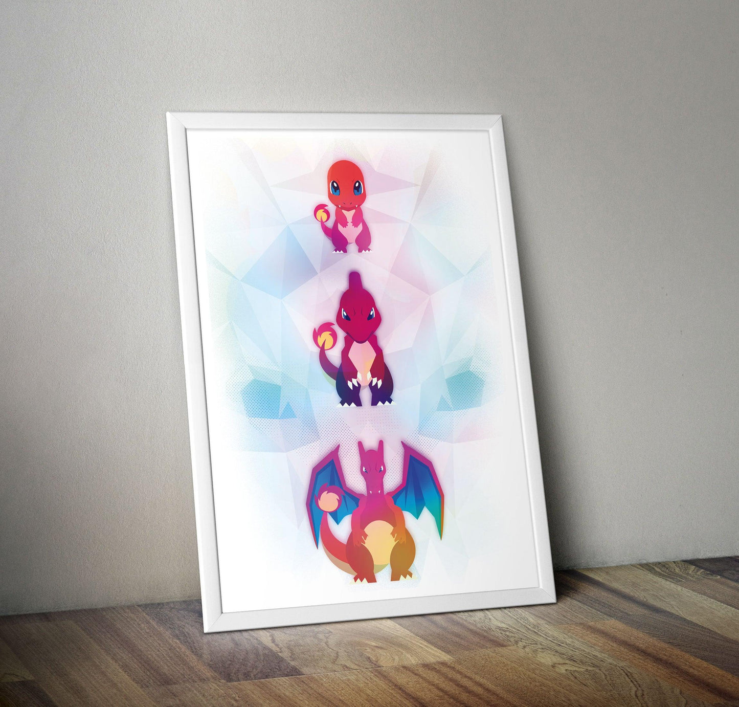 Charmander Evolution Pokemon Go Print Anime Manga Wall Art A2 Size gift idea - Kuzi Tees