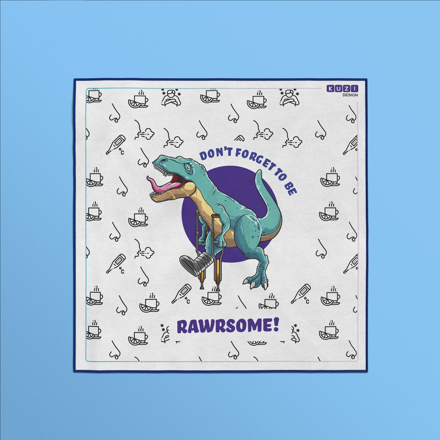 T-rex handkerchief 100% Cotton Be cool be Rawrsome! - Kuzi Tees