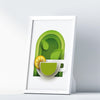 Green Tea Two Kitchen Wall Art Prints Dining Room Home Décor Poster Minimalistic Paper Cut Art - Kuzi Tees