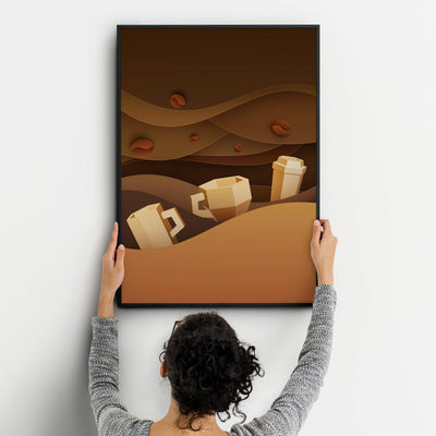 Coffee Three Kitchen Wall Art Prints Dining Room Home Décor Poster Minimalistic Paper Cut Art - Kuzi Tees