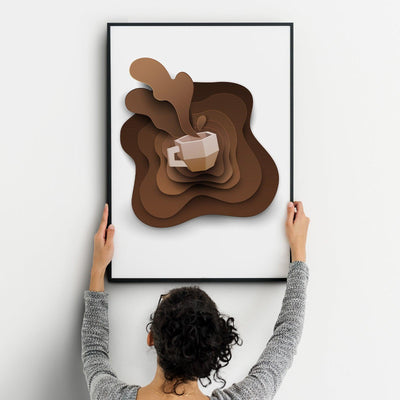 Coffee Four Kitchen Wall Art Prints Dining Room Home Décor Poster Minimalistic Paper Cut Art - Kuzi Tees