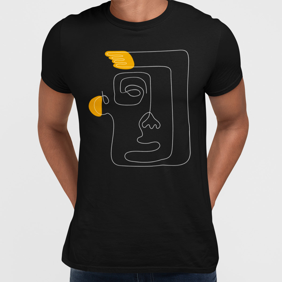 Old-Skool One Line Drawing Abstract Face One - Kuzi Tees