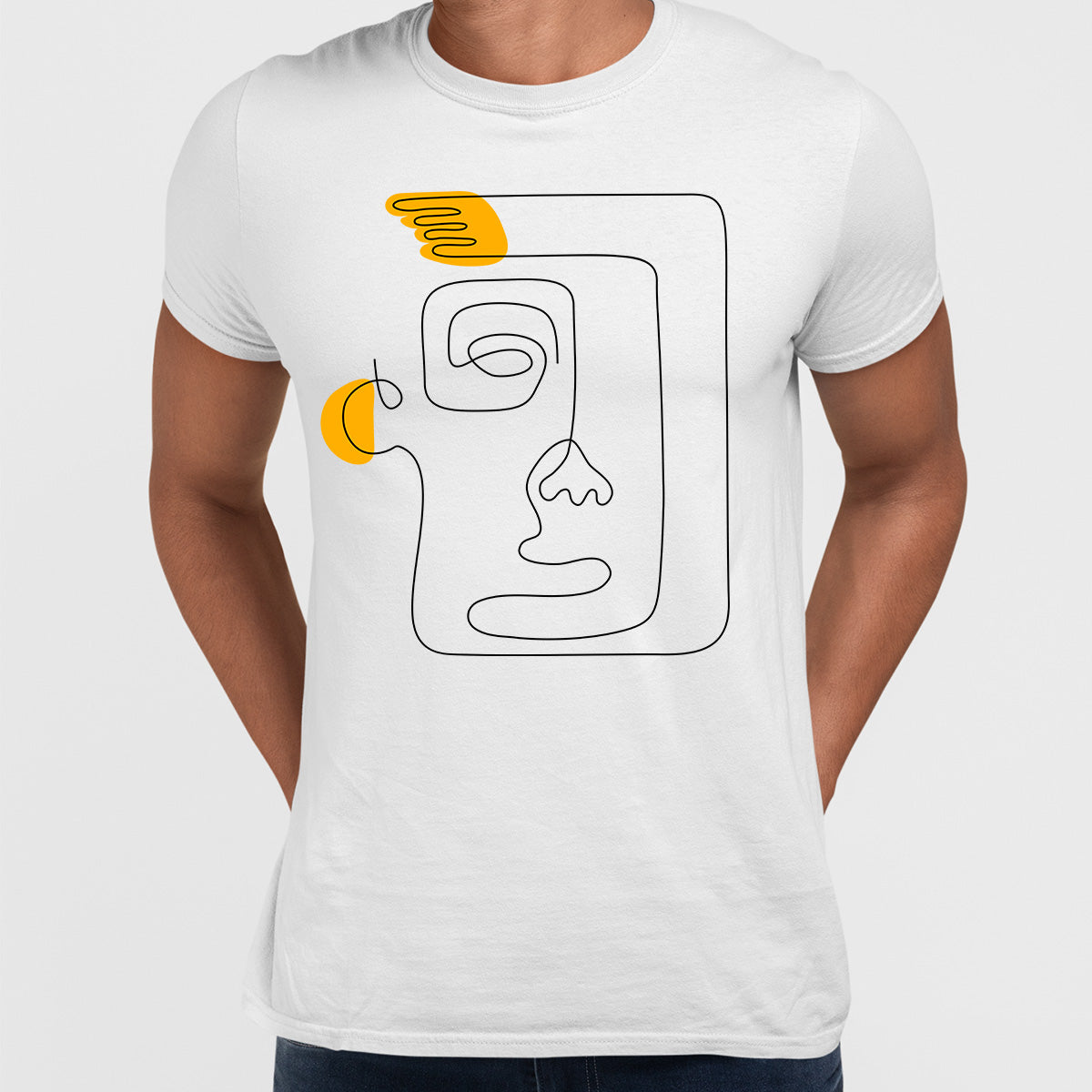 Old-Skool One Line Drawing Abstract Face One - Kuzi Tees