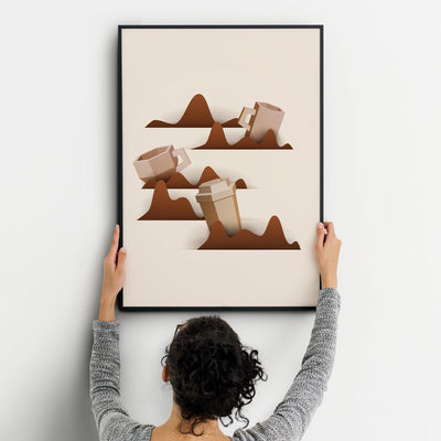Coffee Six Kitchen Wall Art Prints Dining Room Home Décor Poster Minimalistic Paper Cut Art - Kuzi Tees